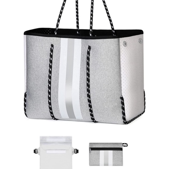 Nevenka Neoprene Tote Bag with Small Zipper Bag for Women Beach Traveling-5 - Picture 2 of 9